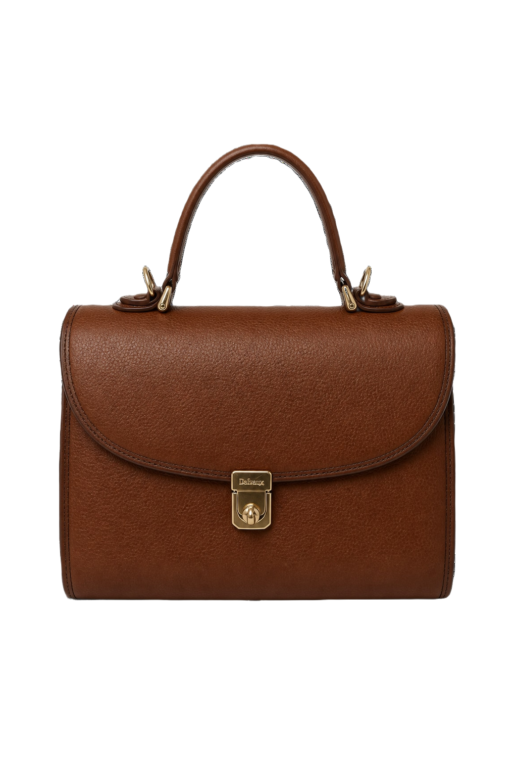 1980s Brown Leather Handbag - Front View