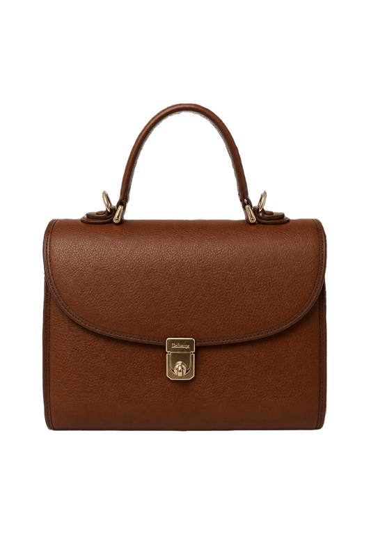 1980s Brown Leather Handbag - Front View