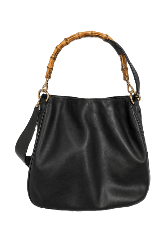 1980s Black Leather Bag - Front View