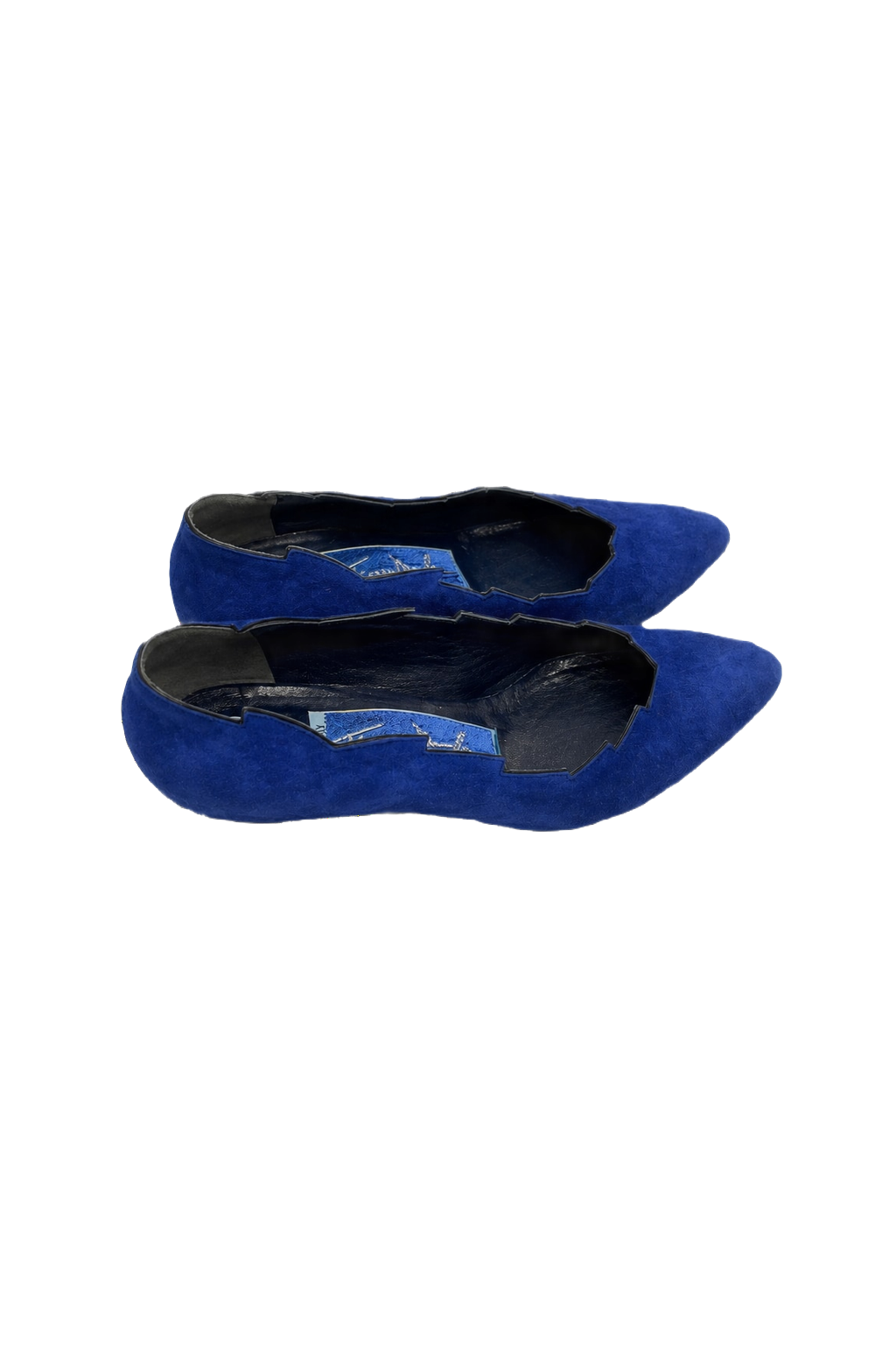 1980s Electric Blue Suede Shoes - Front View