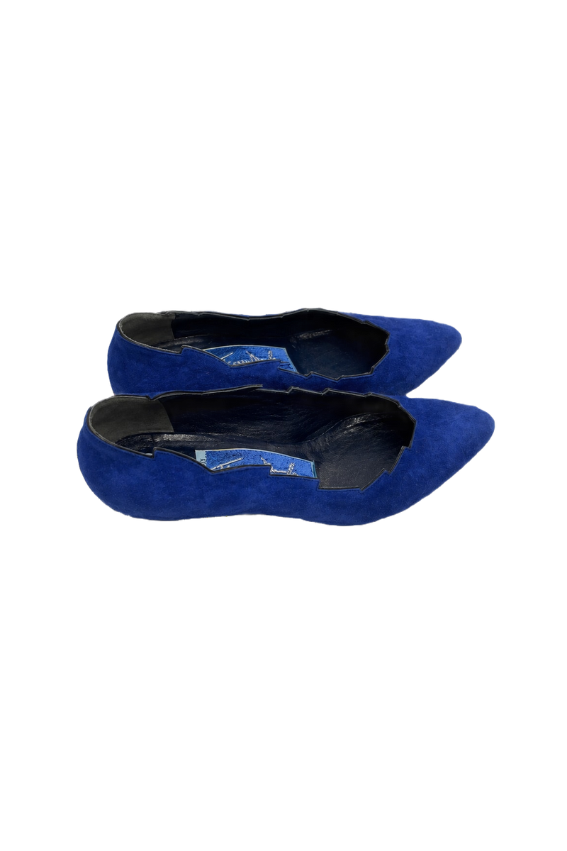 1980s Electric Blue Suede Shoes - Front View