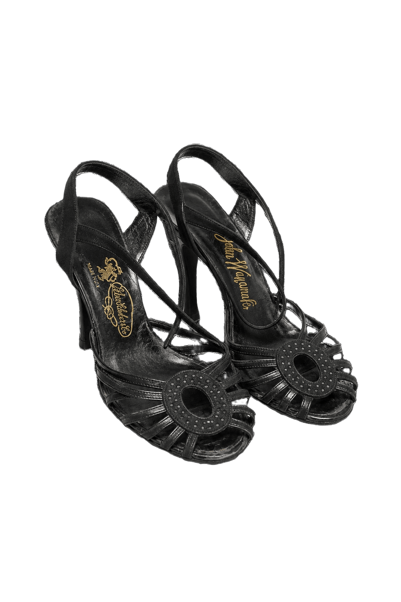 1940s Black Leather Shoes - Front View
