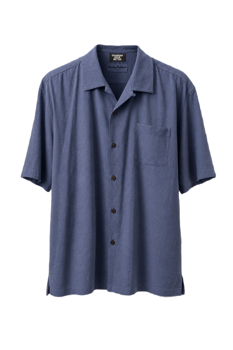 1990s Light Blue Cotton Shirt - Front View