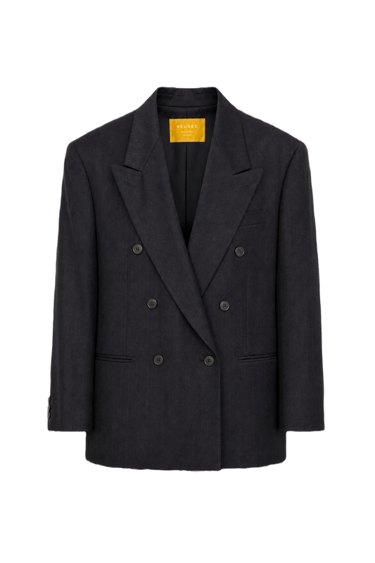 1980s Dark Navy Blue Wool Blazer - Front View