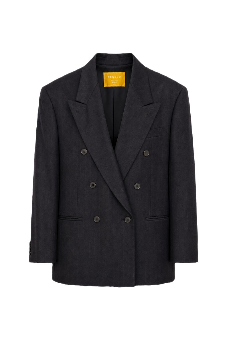 1980s Dark Navy Blue Wool Blazer - Front View