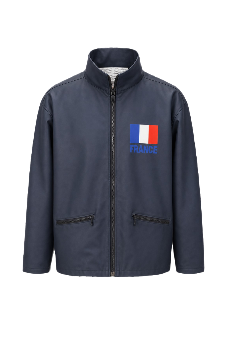 1990s Navy Blue Nylon Jacket - Front View