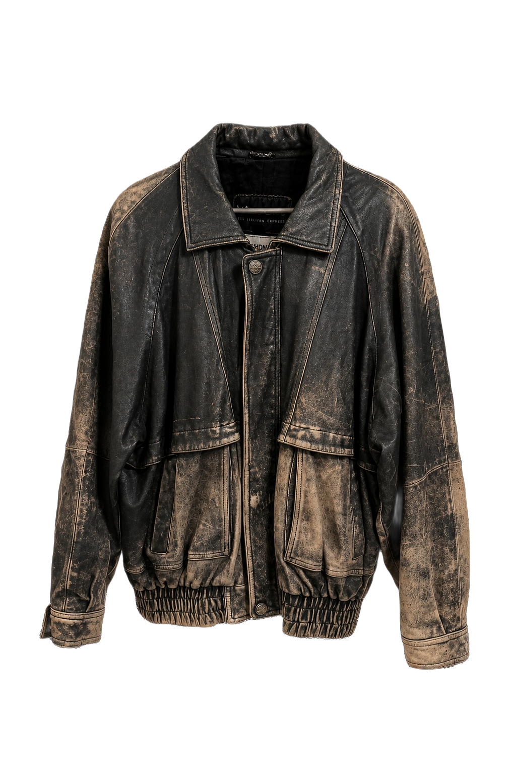 1990s Black Leather Jacket - Front View