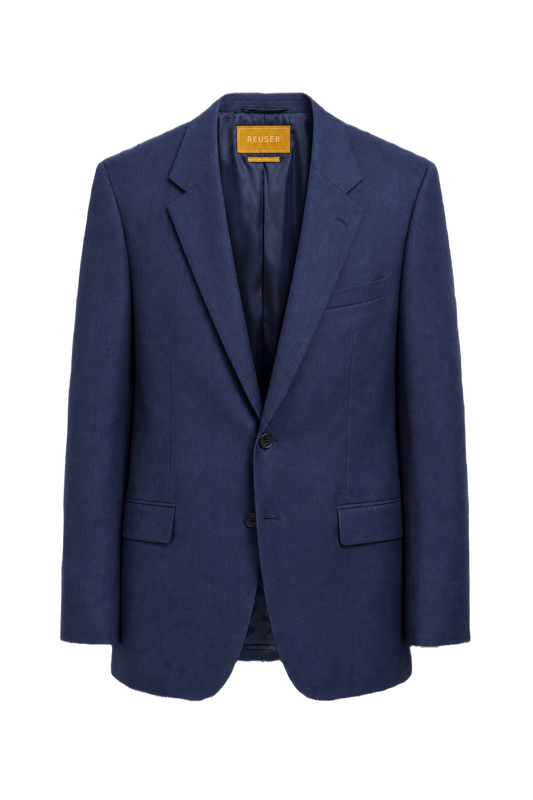 1980s Navy Blue Wool Blazer - Front View