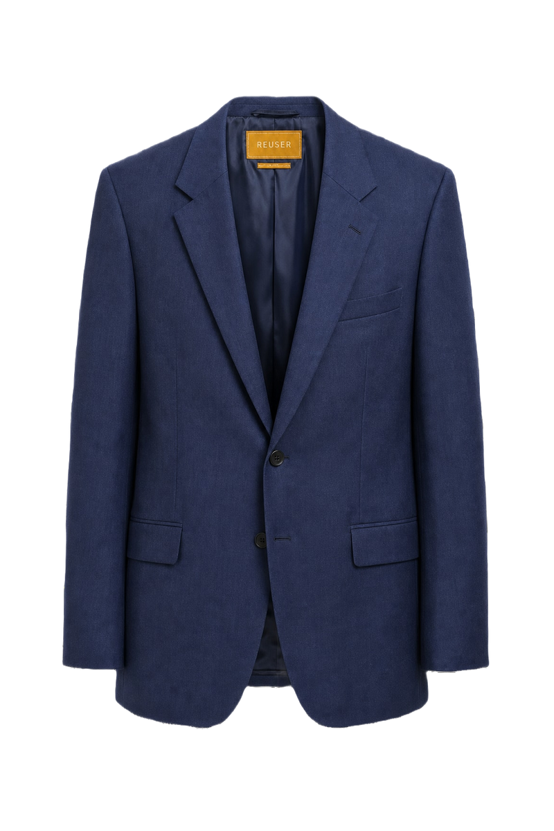 1980s Navy Blue Wool Blazer - Front View