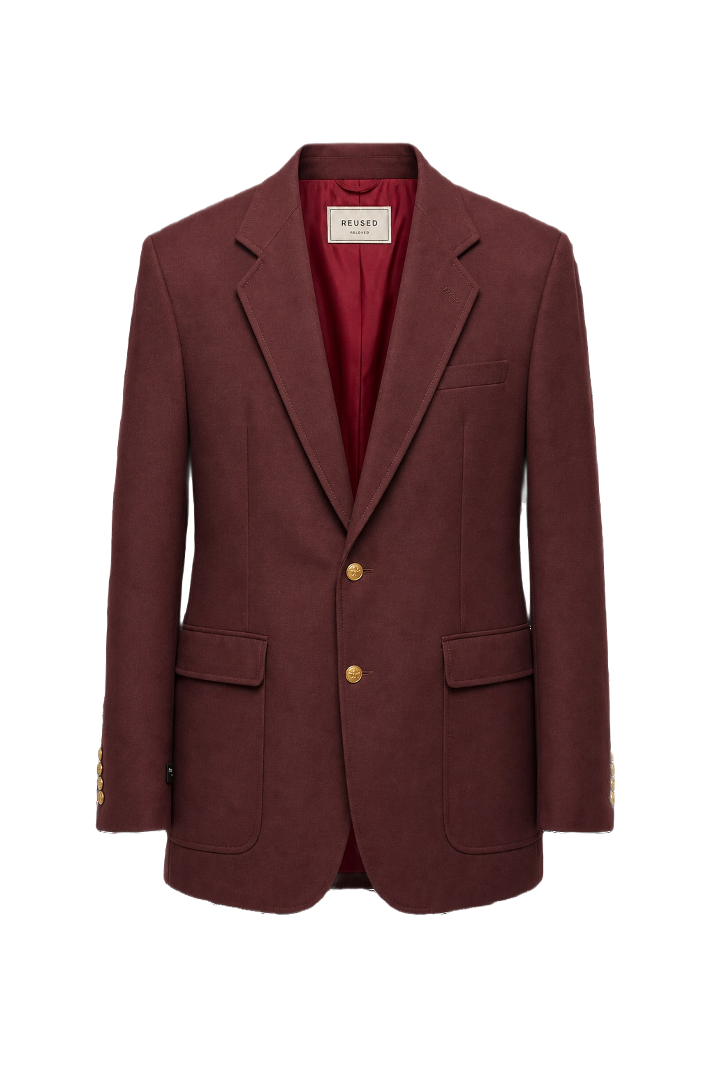 1980s Burgundy Wool Blazer - Front View
