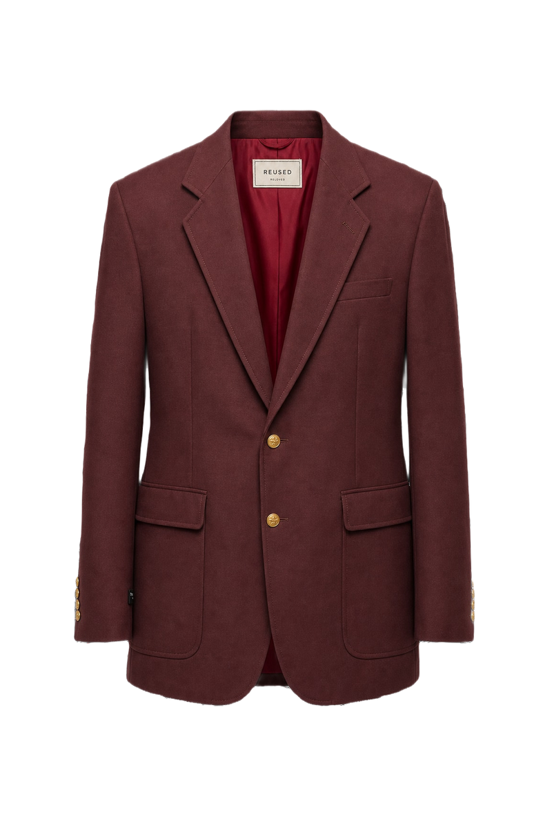 1980s Burgundy Wool Blazer - Front View