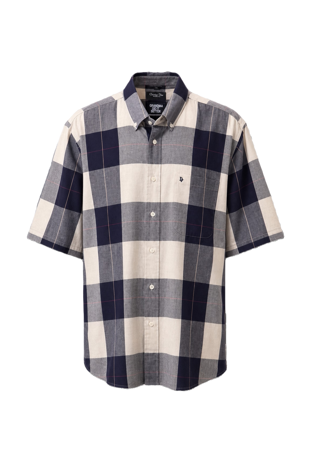 1980s Navy Blue Cotton Shirt - Front View