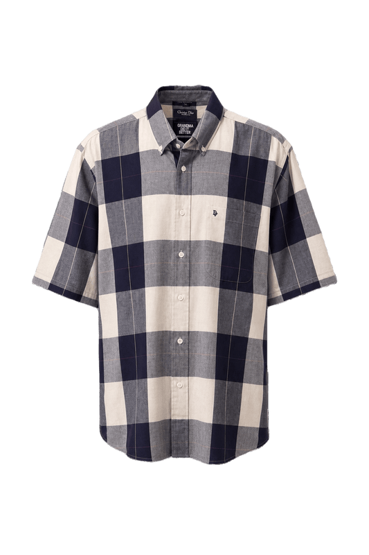 1980s Navy Blue Cotton Shirt - Front View