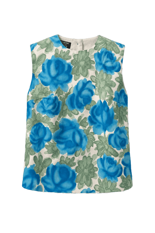 1960s Blue Cotton Blouse - Front View