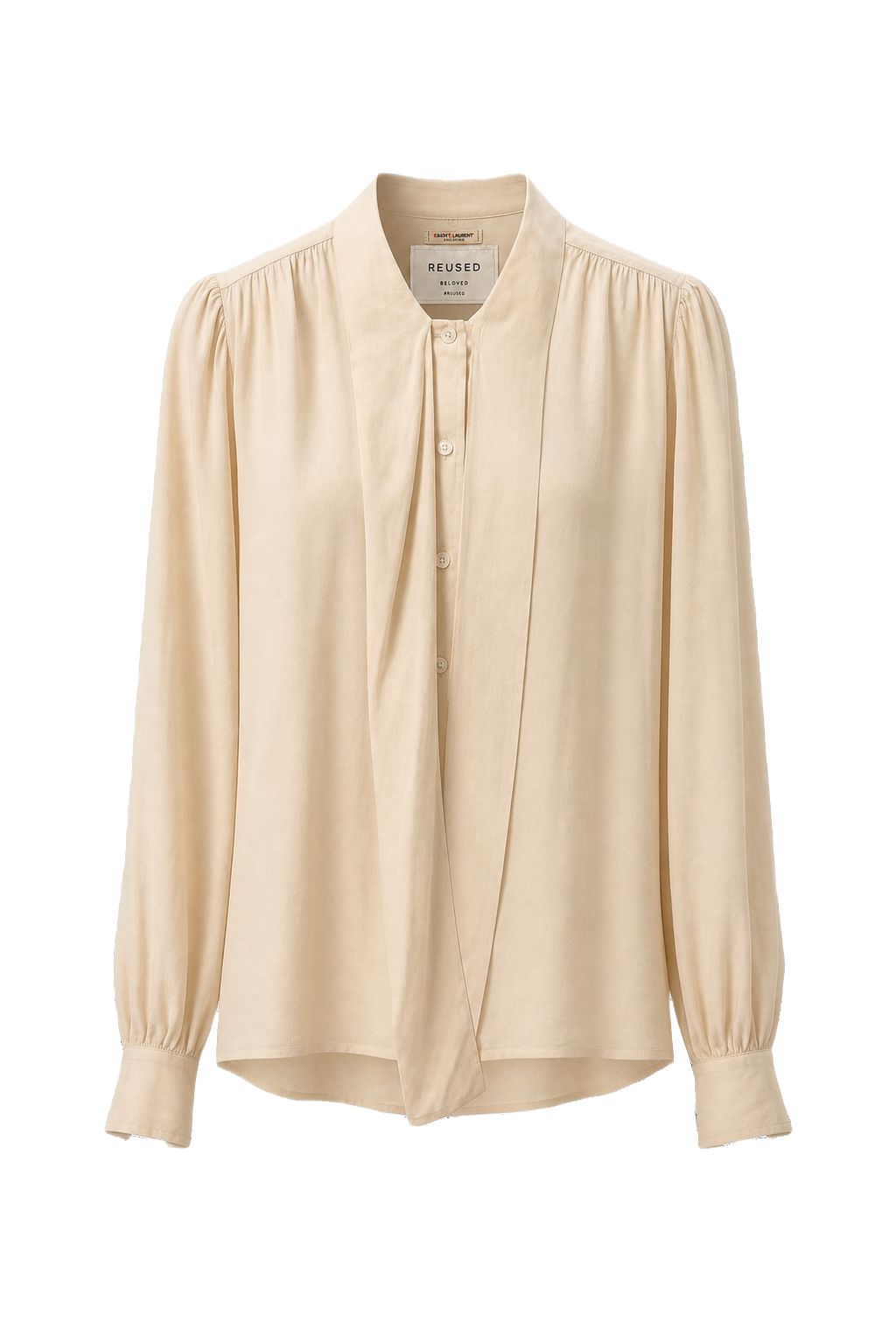 1970s Cream Silk Blouse - Front View