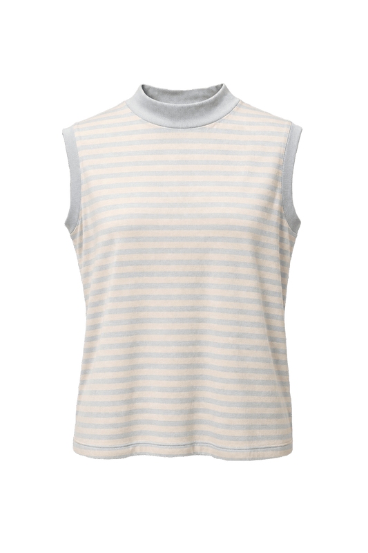 1960s Light Blue Cotton Sleeveless Top - Front View