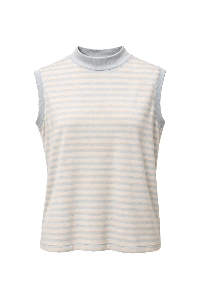 1960s Light Blue Cotton Sleeveless Top - Front View