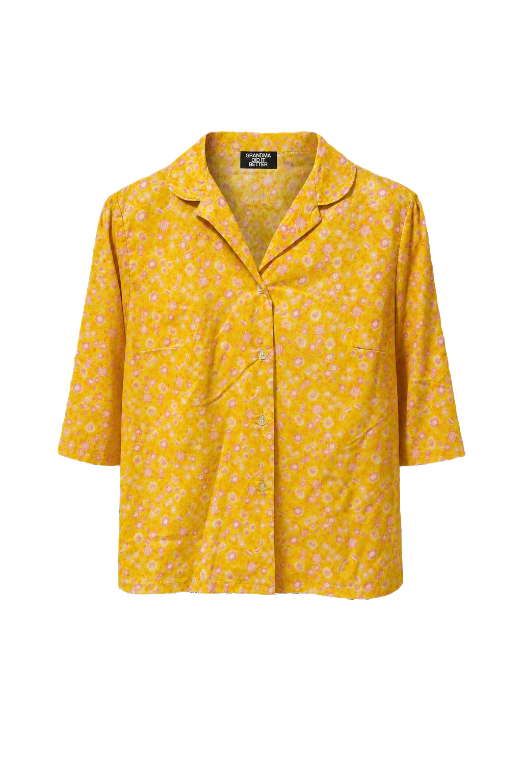 1980s Yellow Polyester Blouse - Front View