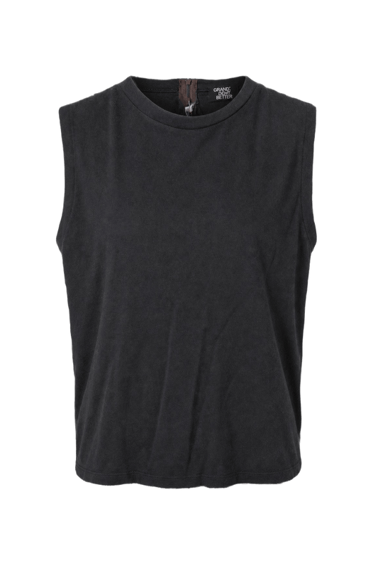 1960s Black Cotton Tank Top - Front View