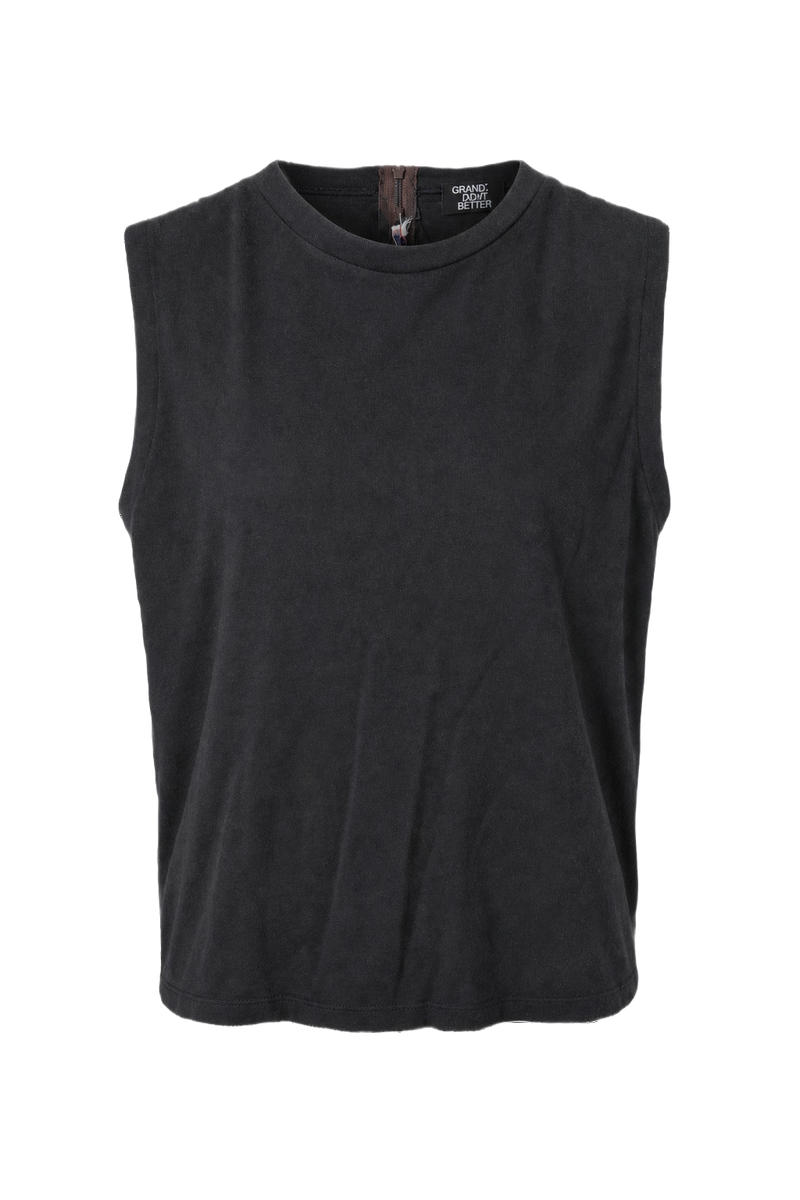 1960s Black Cotton Tank Top - Front View