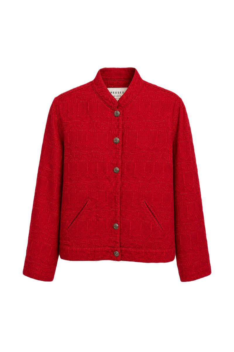 1980s Red Cotton Jacket - Front View