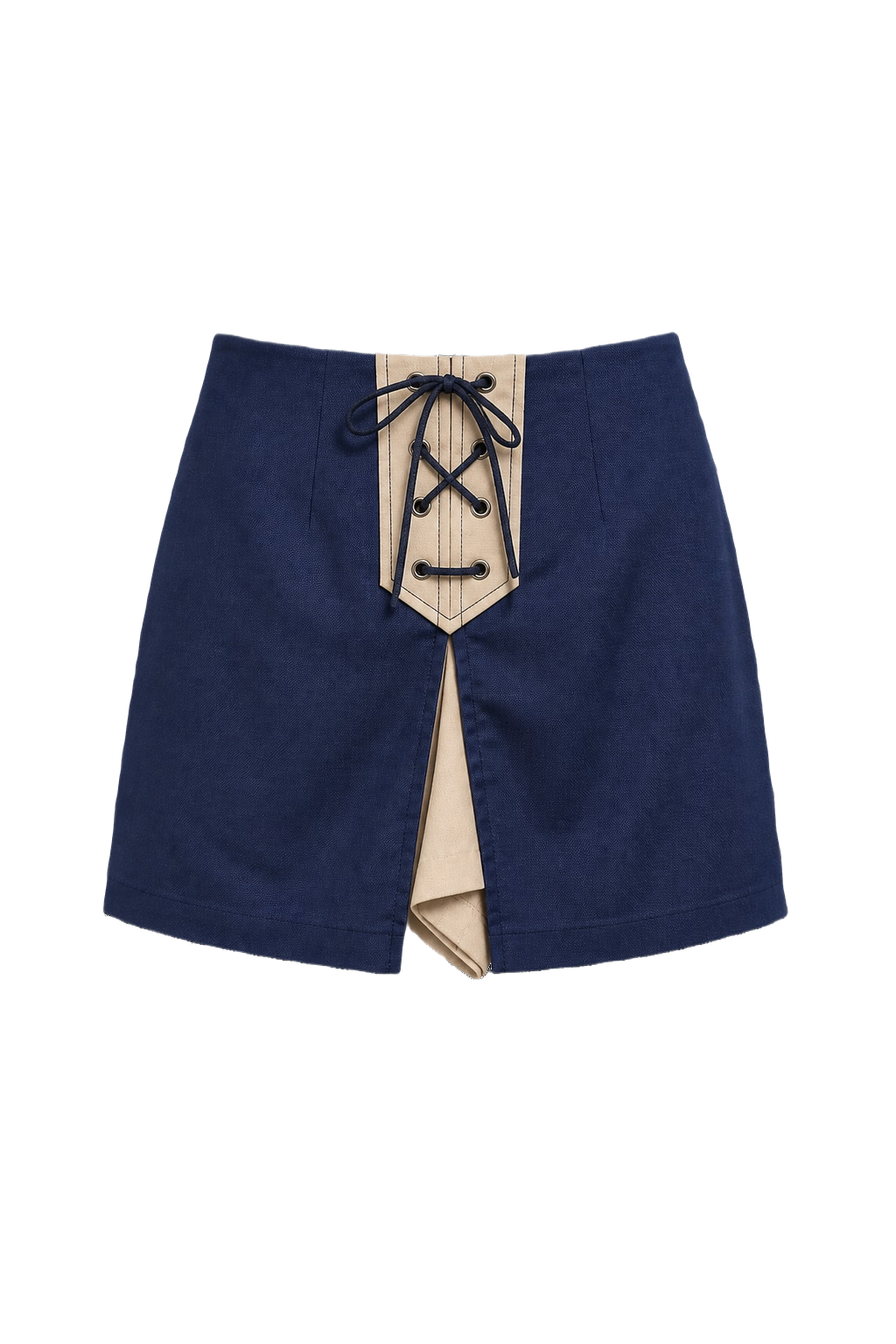 1970s Navy Blue Cotton Shorts - Front View