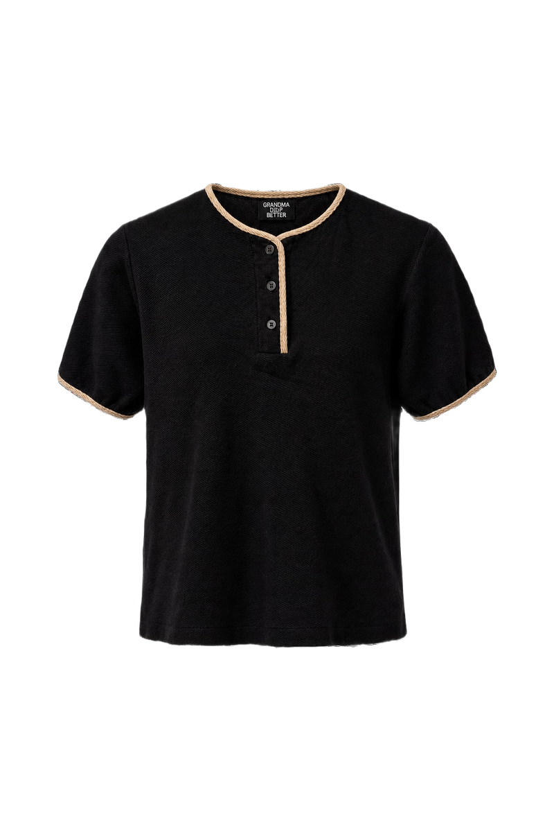 1960s Black Cotton T-Shirt - Front View