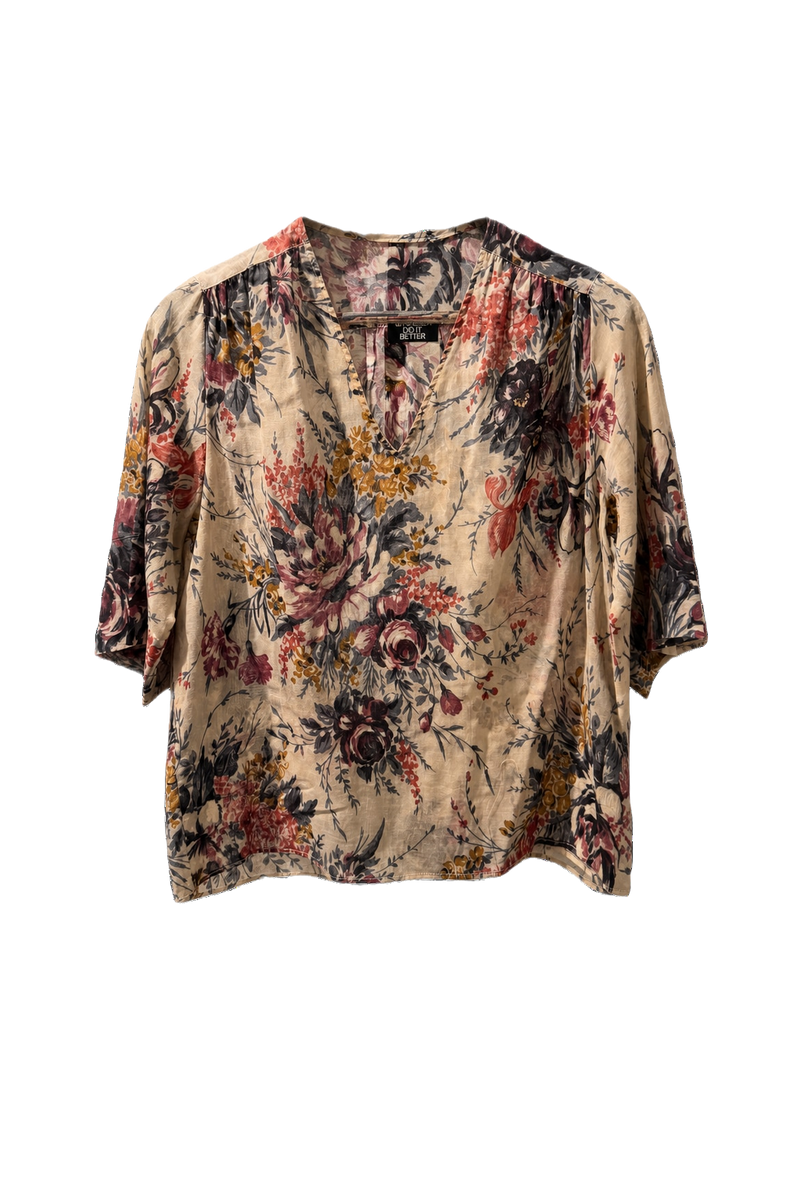 1970s Cream Silk Blouse - Front View