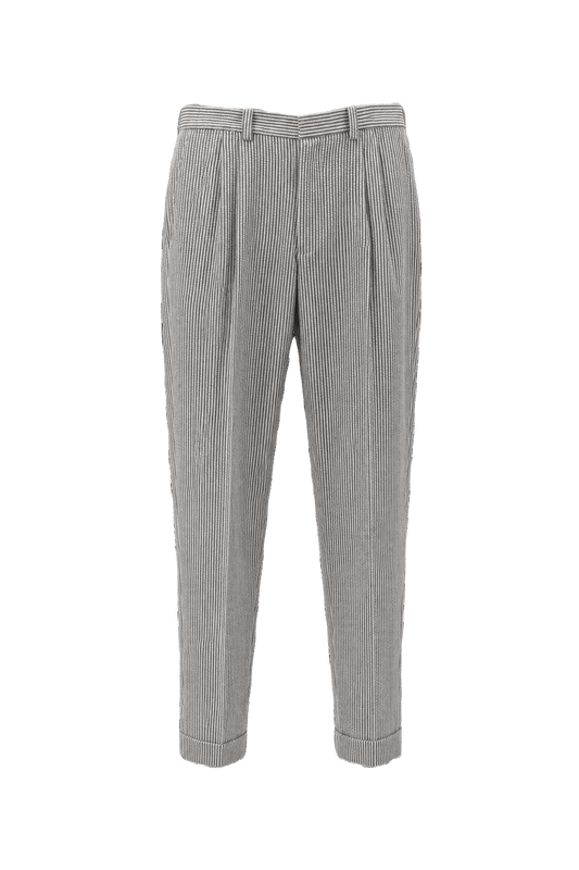 1980s White Cotton Trousers - Front View