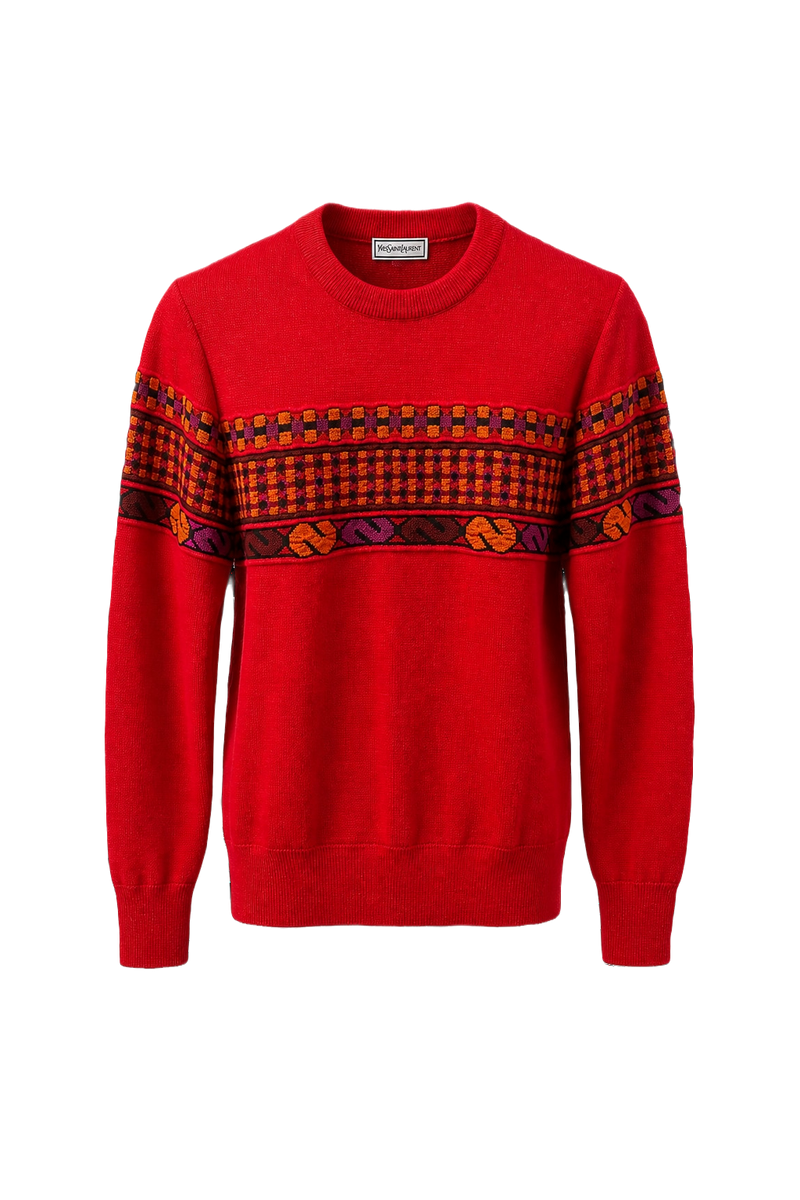 1980s Red Wool Sweater - Front View