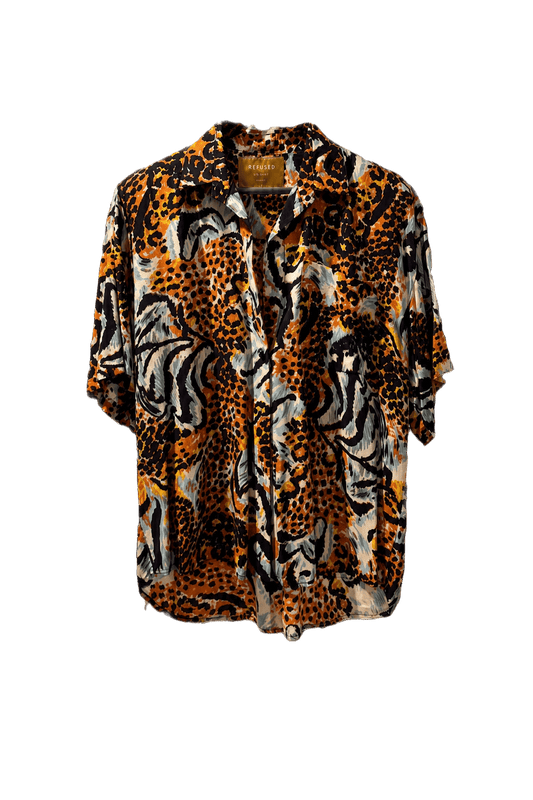 1980s Orange Cotton Shirt - Front View