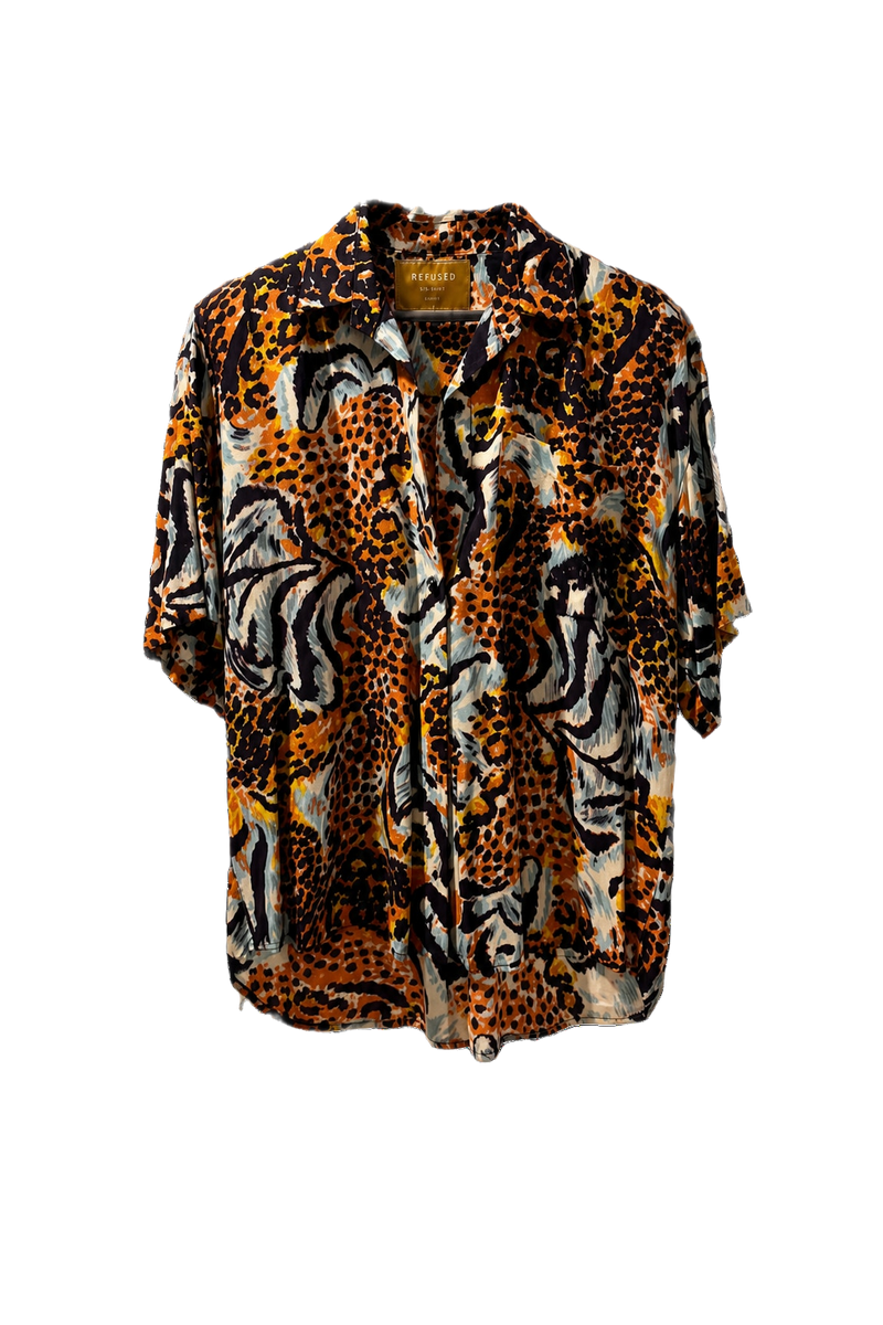 1980s Orange Cotton Shirt - Front View