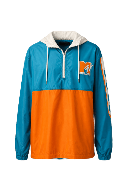 1990s Blue Nylon Windbreaker - Front View
