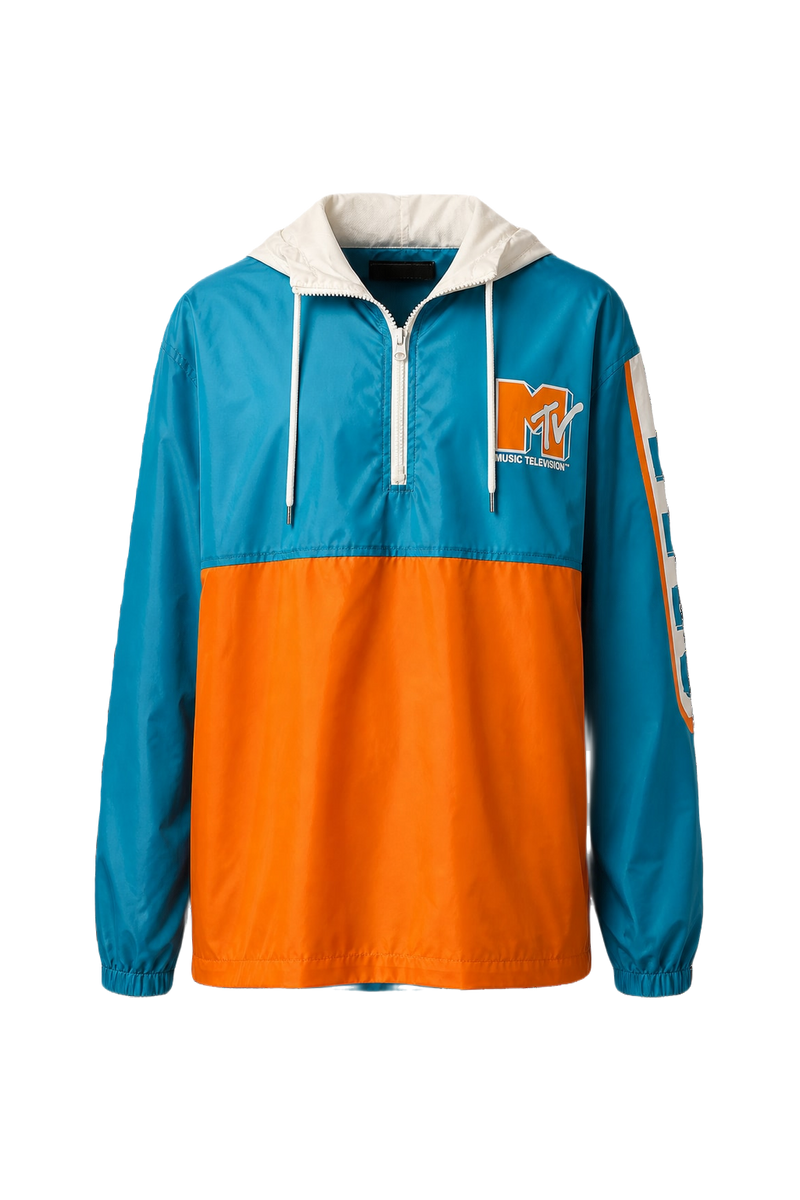 1990s Blue Nylon Windbreaker - Front View
