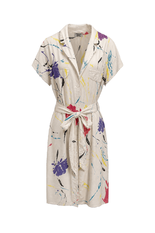 1980s Cream White Cotton Dress - Front View
