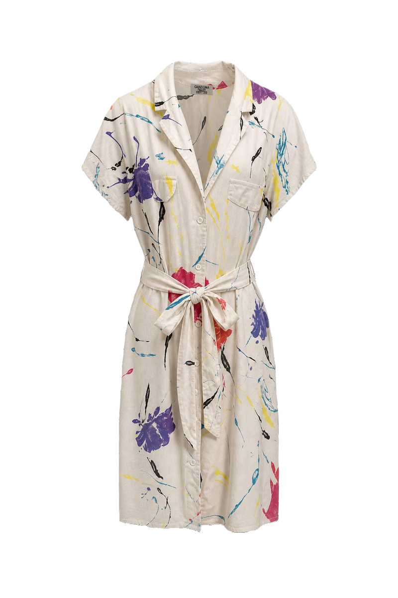 1980s Cream White Cotton Dress - Front View
