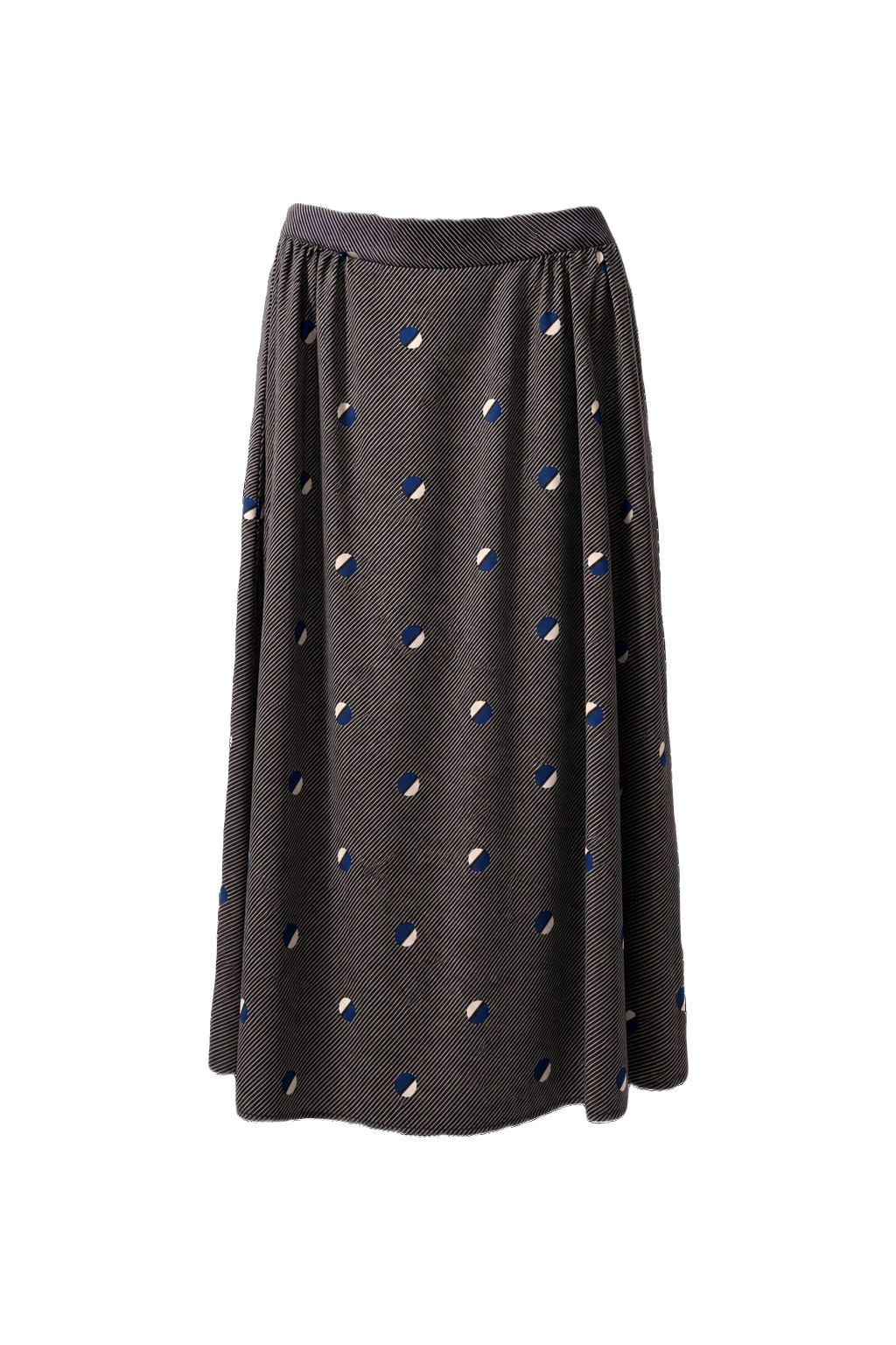 1970s Dark Gray Polyester Skirt - Front View