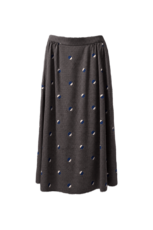 1970s Dark Gray Polyester Skirt - Front View