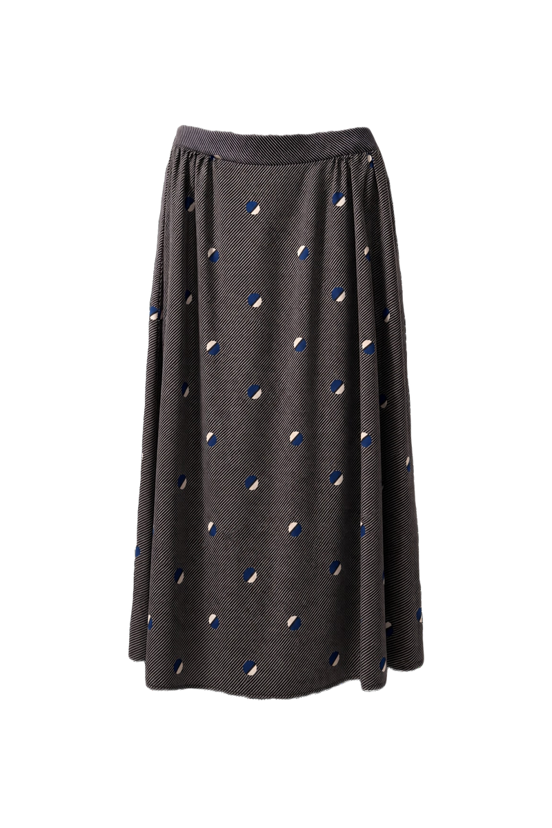 1970s Dark Gray Polyester Skirt - Front View