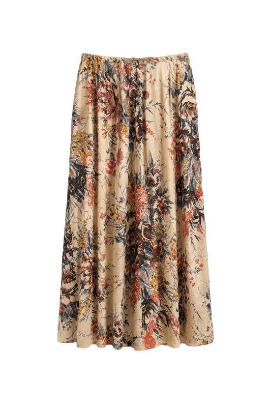 1970s Cream Cotton Skirt - Front View
