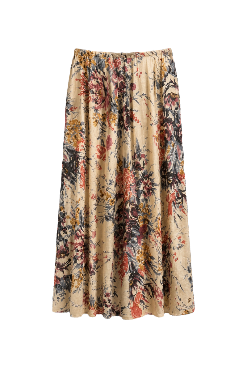 1970s Cream Cotton Skirt - Front View