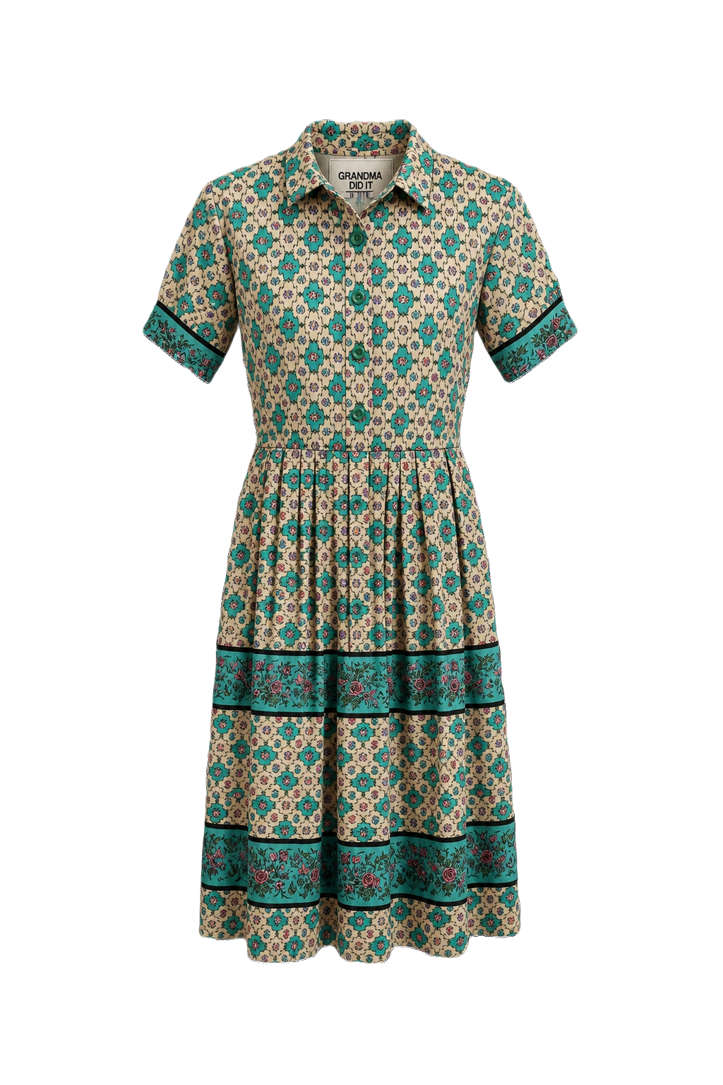 1970s Cream Cotton Dress - Front View