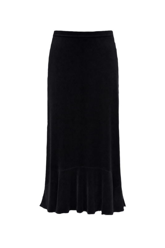 1990s Black Polyester Skirt - Front View