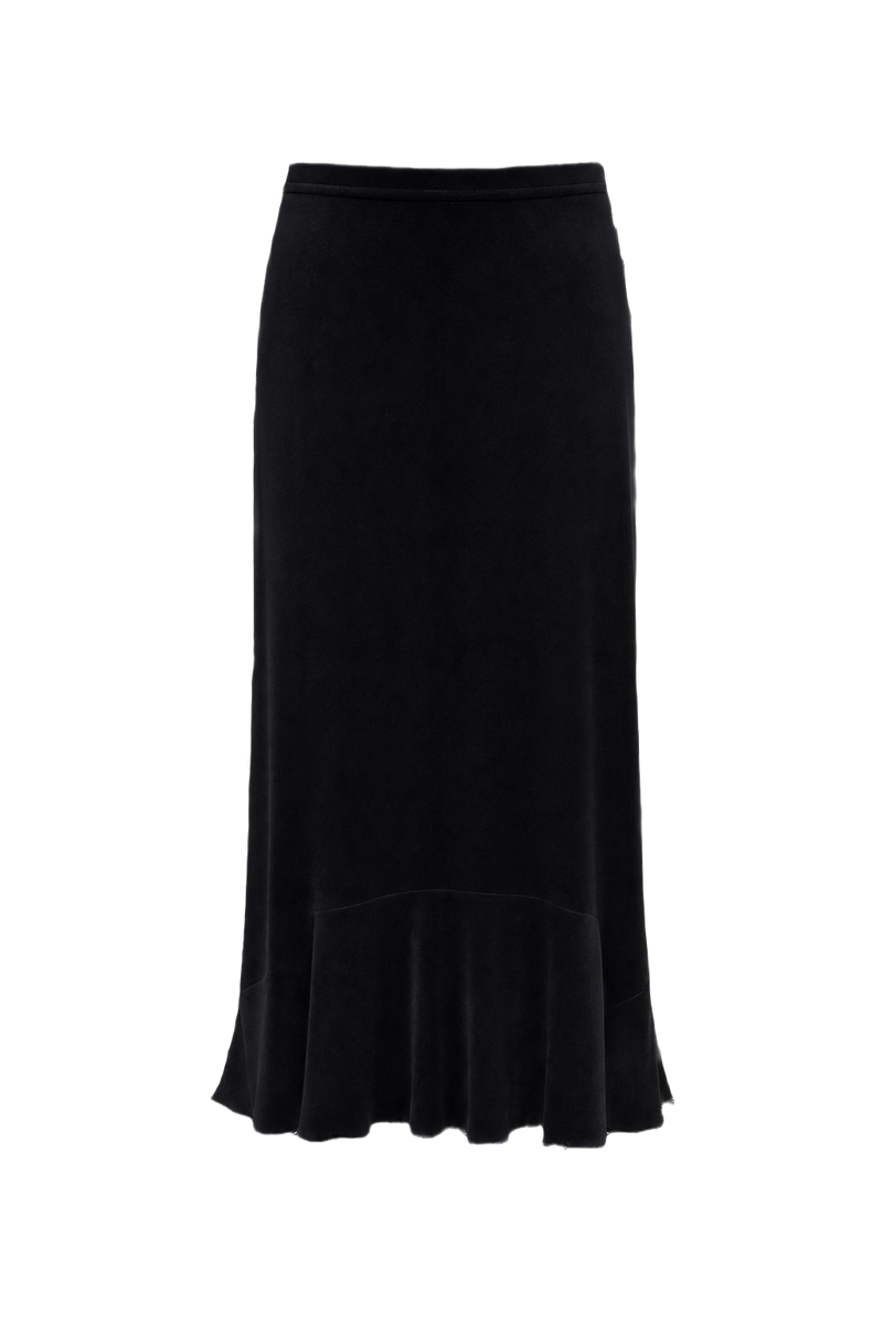 1990s Black Polyester Skirt - Front View