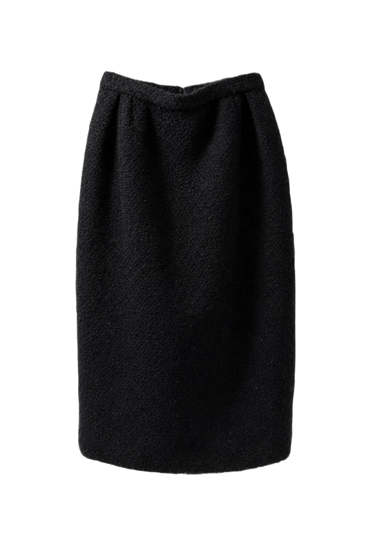 1980s Black Wool Skirt - Front View