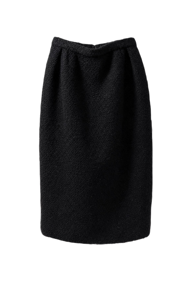 1980s Black Wool Skirt - Front View