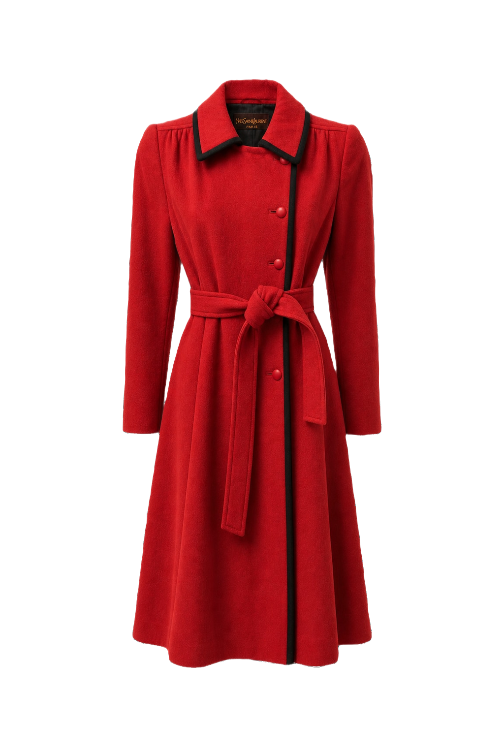 1980s Red Wool Coat - Front View