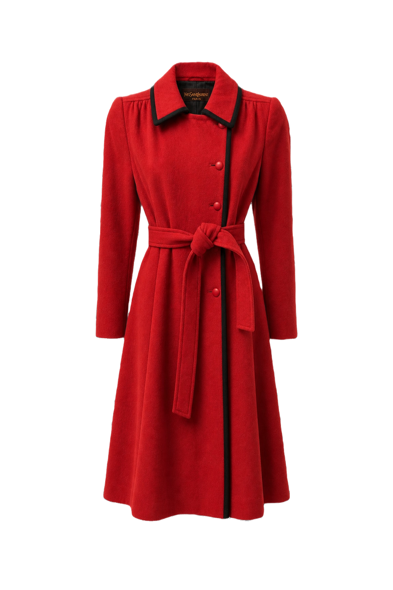 1980s Red Wool Coat - Front View