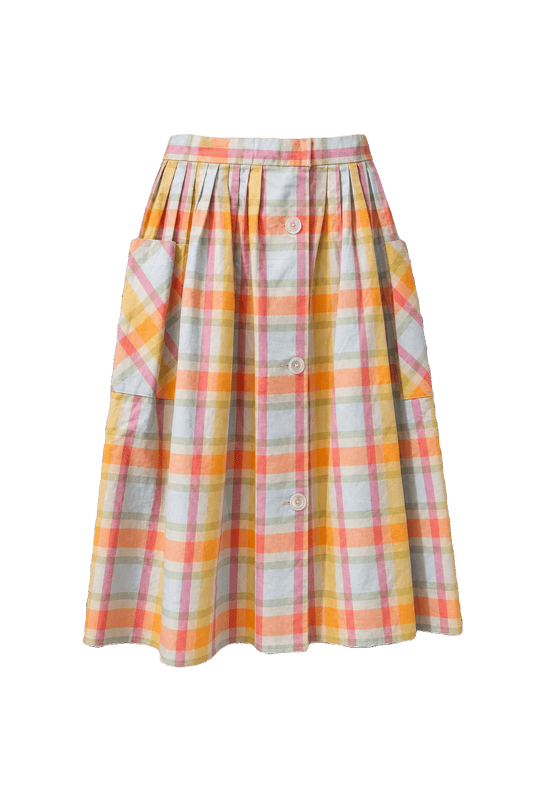 1970s Multicolor Cotton Skirt - Front View