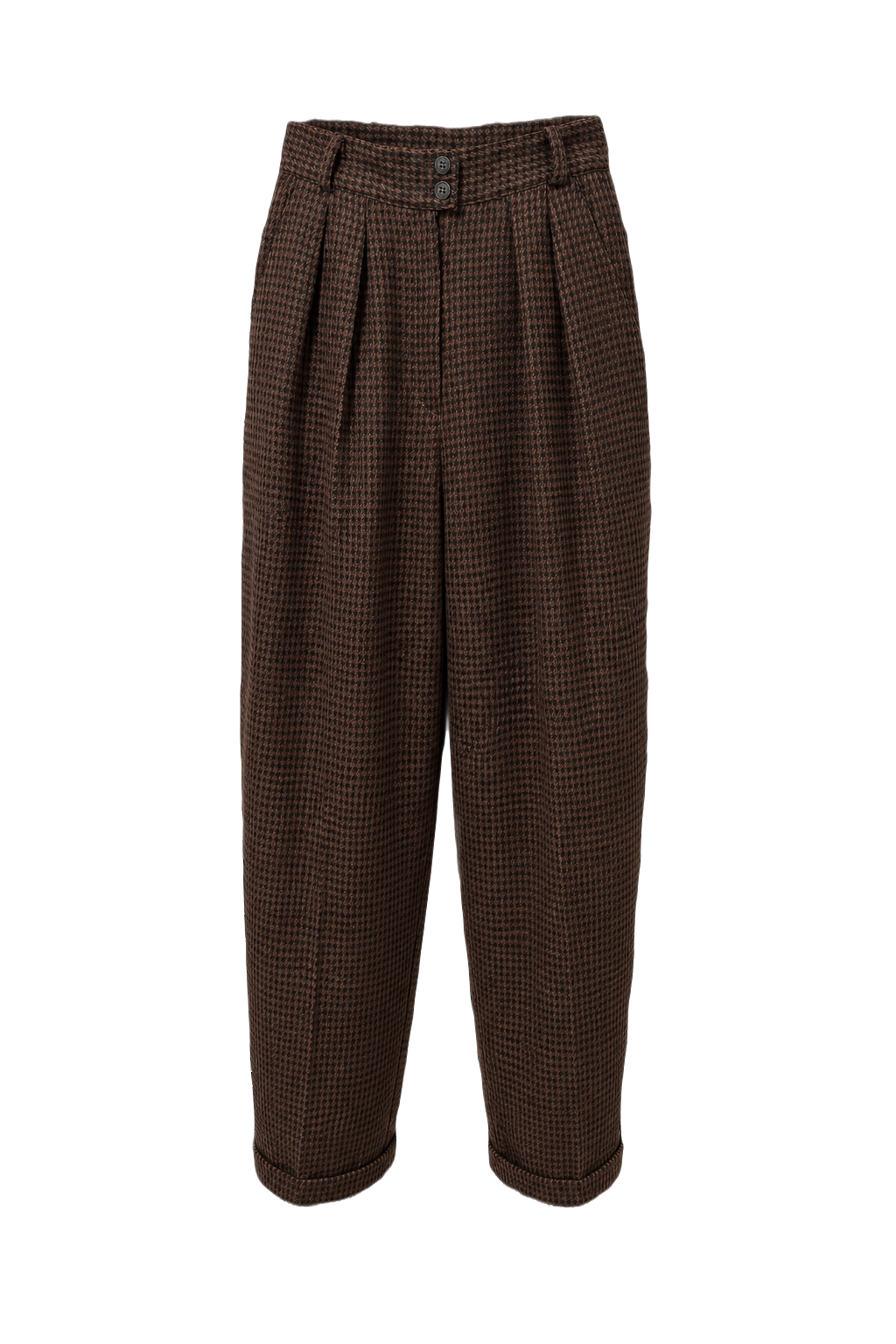 1980s Brown Cotton Trousers - Front View